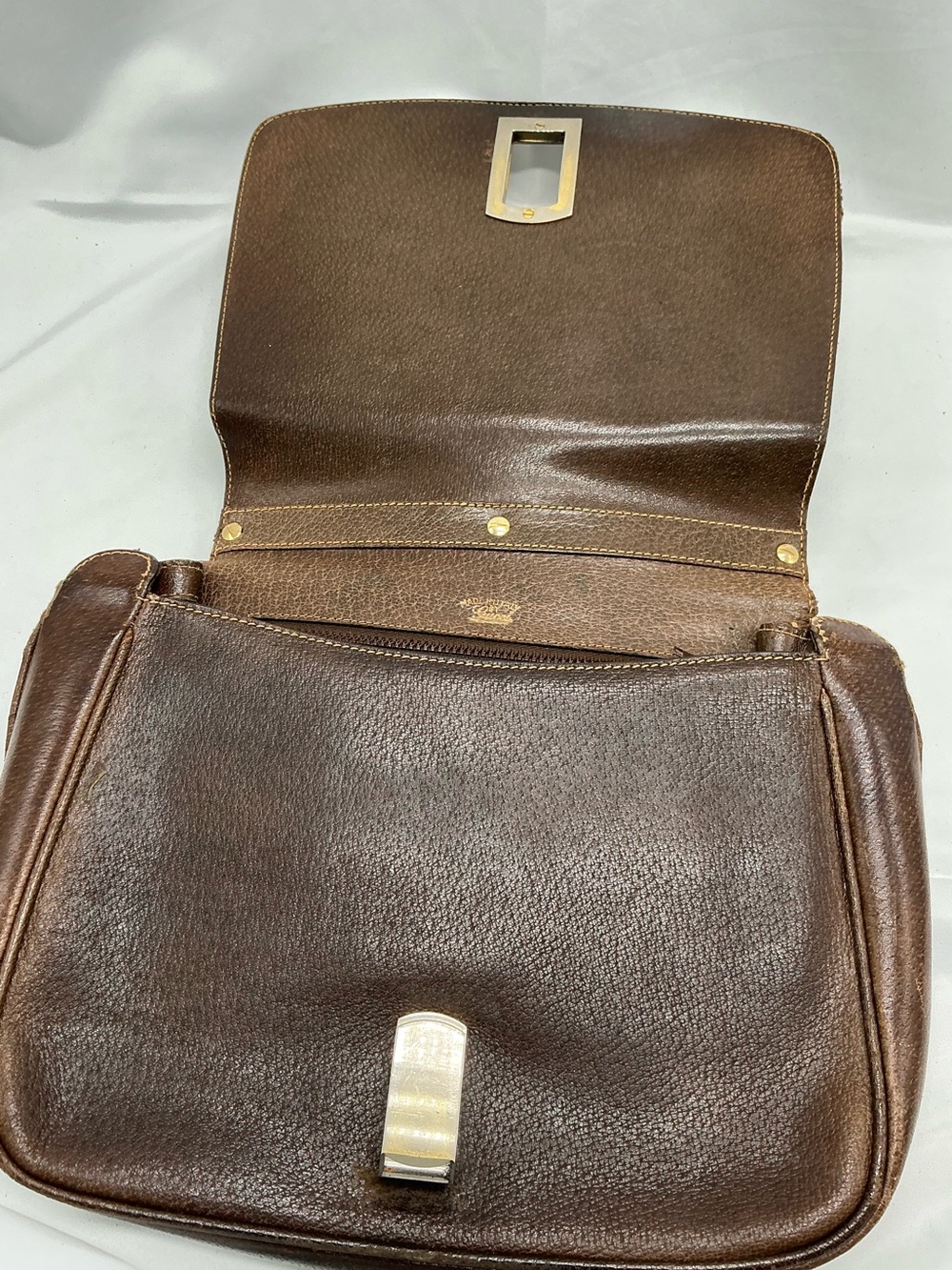 Gucci Vintage Canvas & Brown Leather Shoulder Tote Bag - Imperfect Bag 👀 - Picture 14 of 15